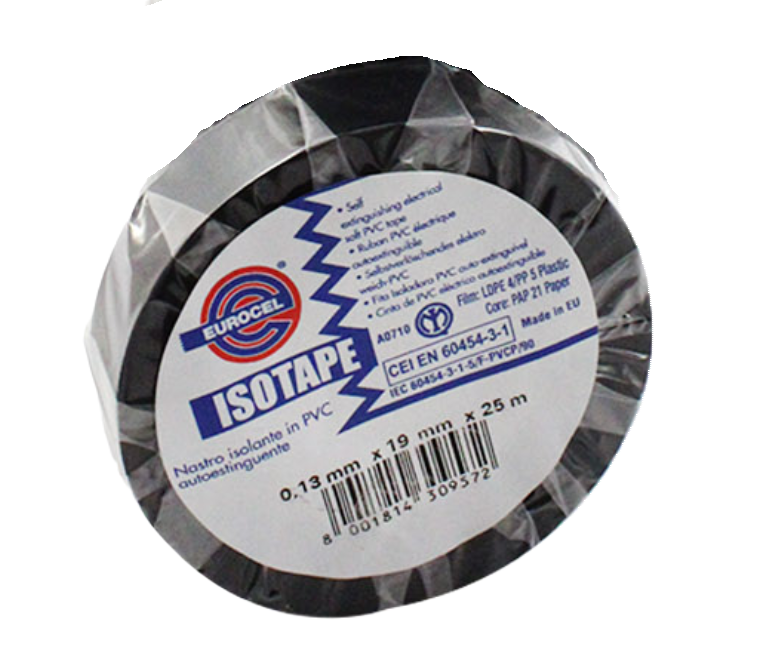 Nastro isolante Eurocell isotape nero 19mmx25mt