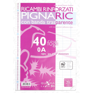 Ricambi rinforzati a4 rig.0a 80g confezione da 40 fogli