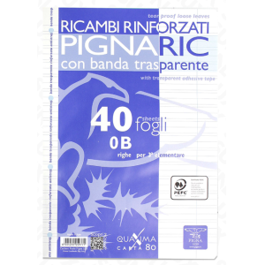 Ricambi rinforzati a4 rig.0b 80g confezione da 40 fogli