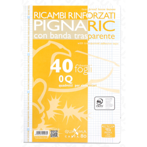 Ricambi rinforzati a4 rig.0q 80g confezione da 40 fogli