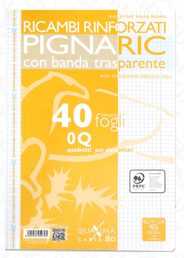 Ricambi rinforzati A4 rig.0Q 80g confezione da 40 fogli