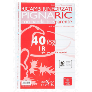 Ricambi rinforzati a4 rig.1r 80g confezione da 40 fogli