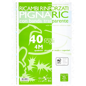 Ricambi rinforzati a4 rig.4m 80g confezione da 40 fogli