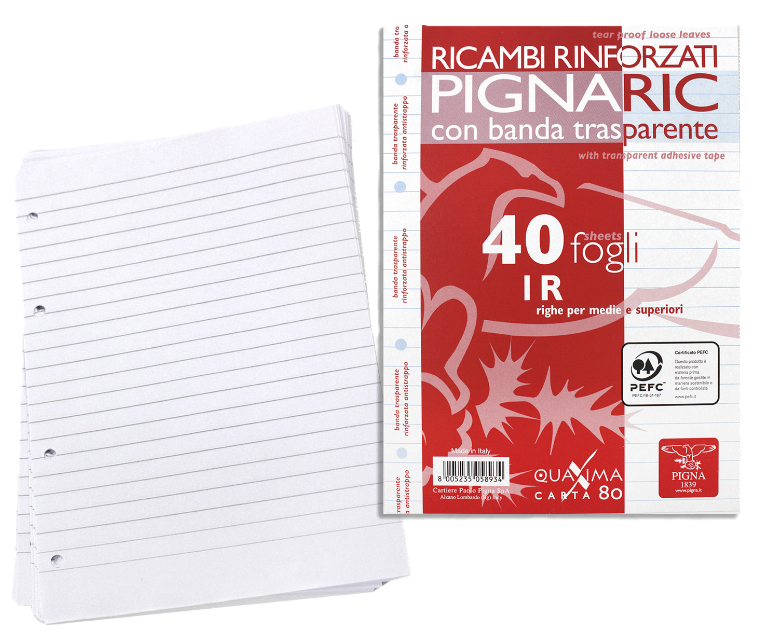 Ricambi rinforzati A5 rig.1R 80gr confezione da 40 fogli