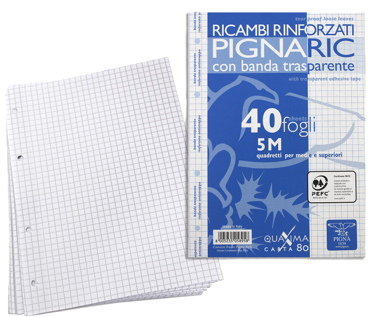 Ricambi rinforzati A5 rig.5M 80gr confezione da 40 fogli