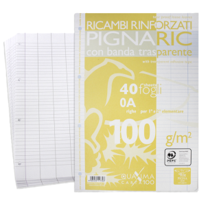 Ricambi rinforzati a4 rig.0a 100gr confezione da 40 fogli