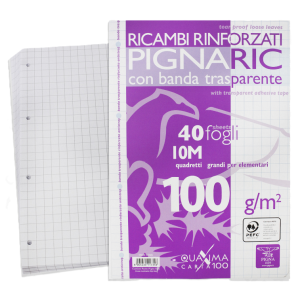 Ricambi rinforzati a4 rig.10m 100gr confezione da 40 fogli