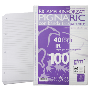 Ricambi rinforzati a4 rig.1r 100gr confezione da 40 fogli