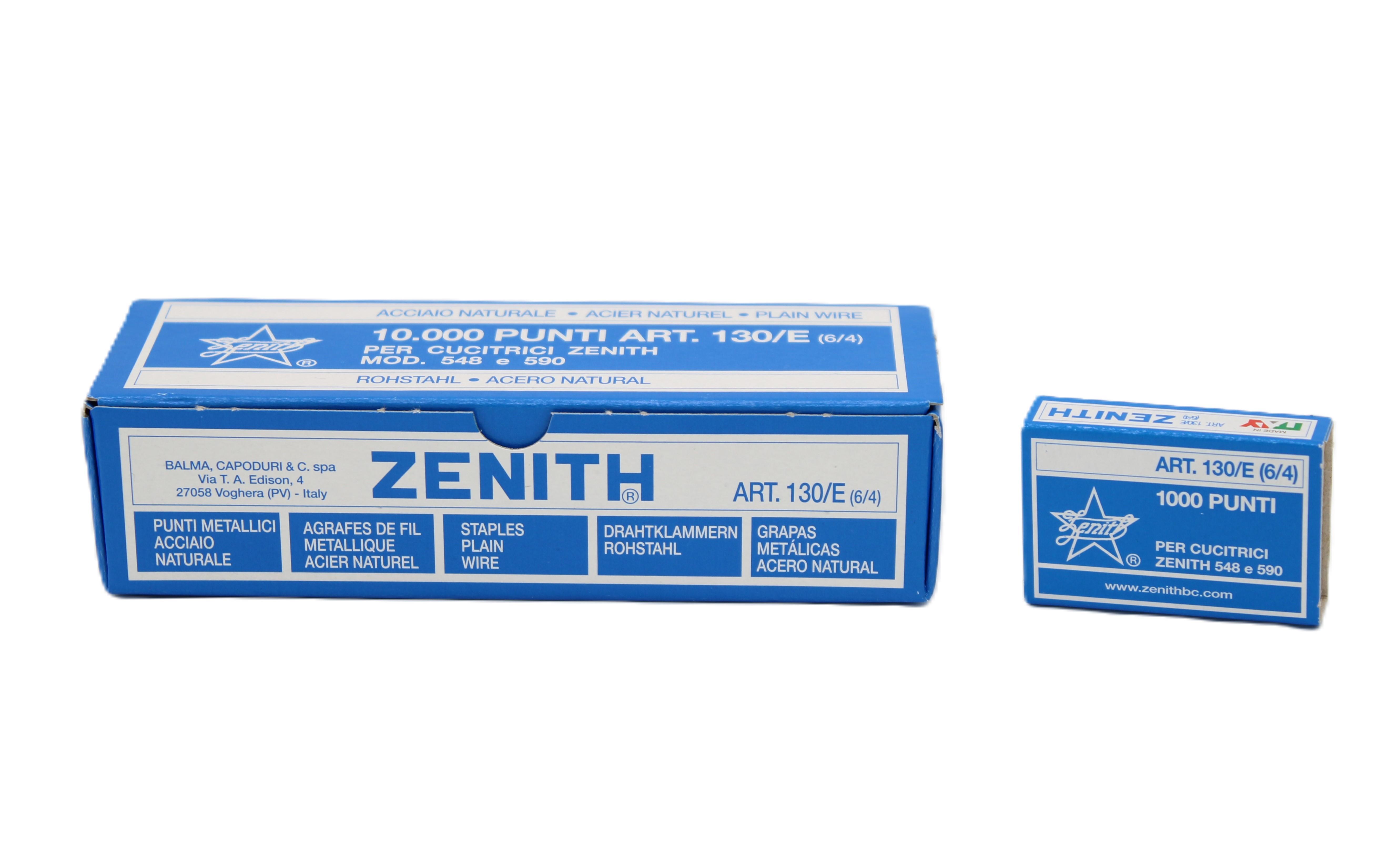 10.000 Punti metallici Zenith 130/E 6/4 confezione 10 scatole da 1.000