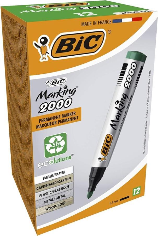 Pennarello Bic Marking 2000 verde punta tonda 1.7mm confezione da 12