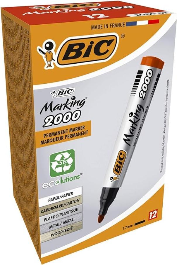 Pennarello Bic Marking 2000 rosso punta tonda 1.7mm confezione da 12