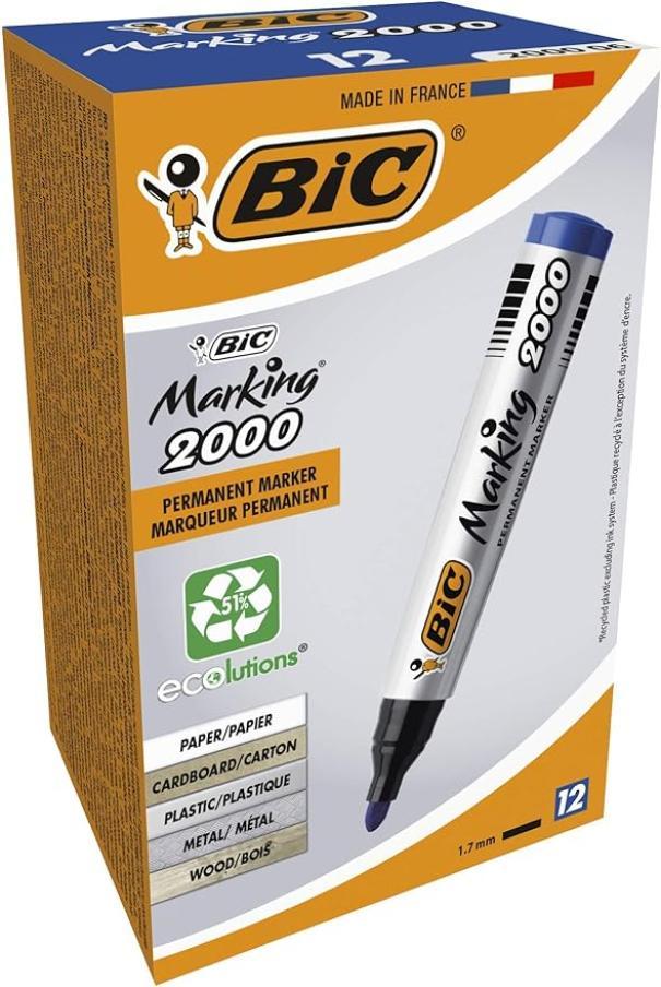 Pennarello Bic Marking 2000 blu punta tonda 1.7mm confezione da 12