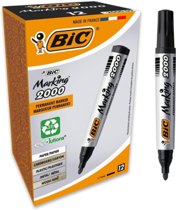 Pennarello Bic Marking 2000 nero punta tonda 1.7mm confezione da 12