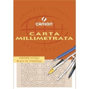 Carta millimetrata a4 210x297mm 1 blocco da 10 fogli