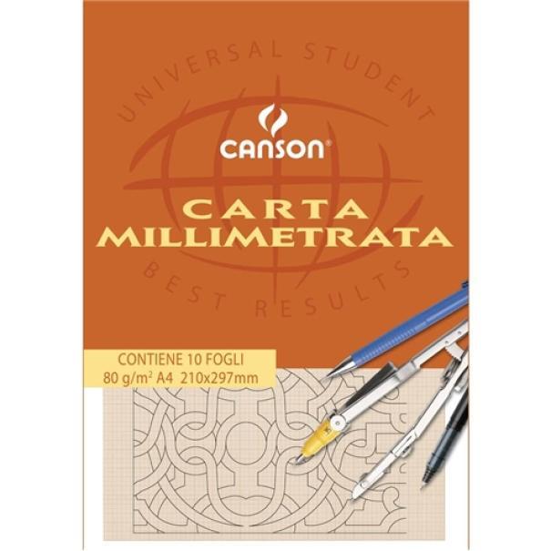 Carta millimetrata A4 210x297mm 1 blocco da 10 fogli