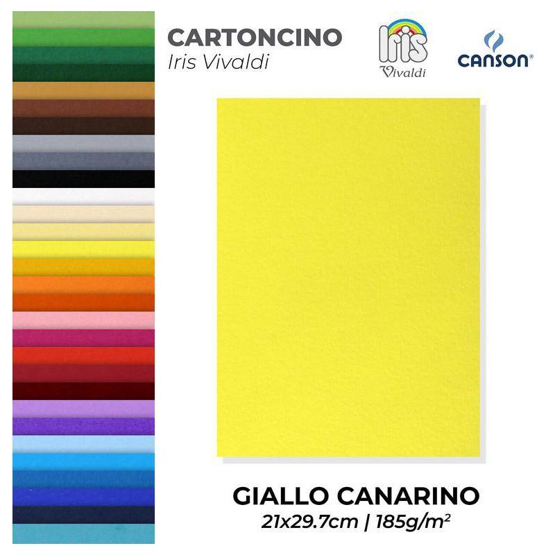 Cartoncino Iris Vivaldi giallo canarino A4 confezione da 50