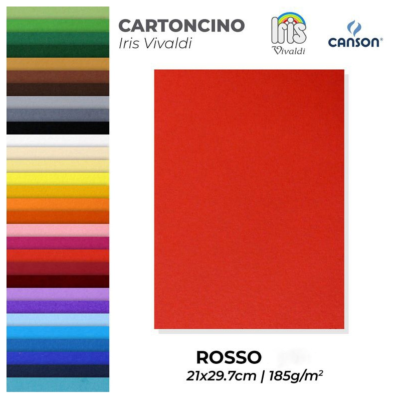 Cartoncino Iris Vivaldi rosso A4 confezione da 50