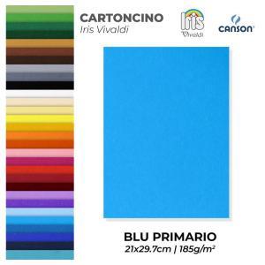 Cartoncino iris vivaldi blu primario a4 confezione da 50