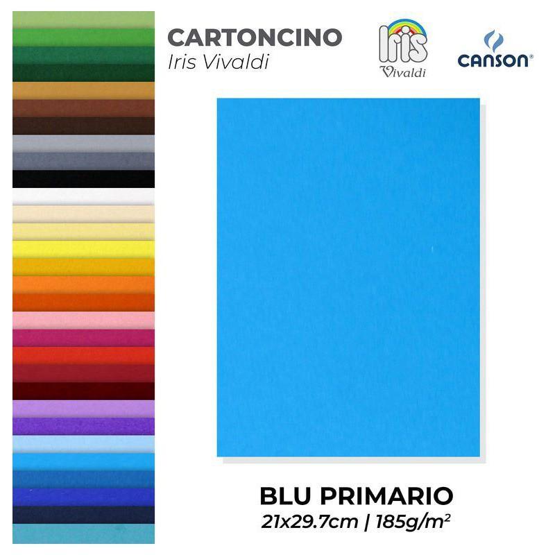 Cartoncino Iris Vivaldi blu primario A4 confezione da 50