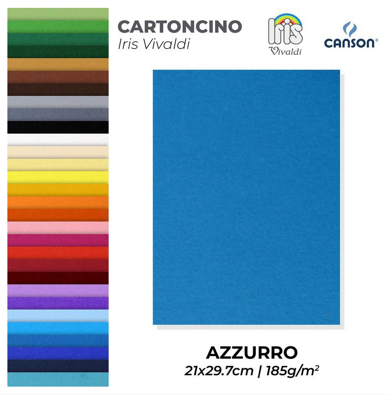 Cartoncino Iris Vivaldi azzurro A4 confezione da 50