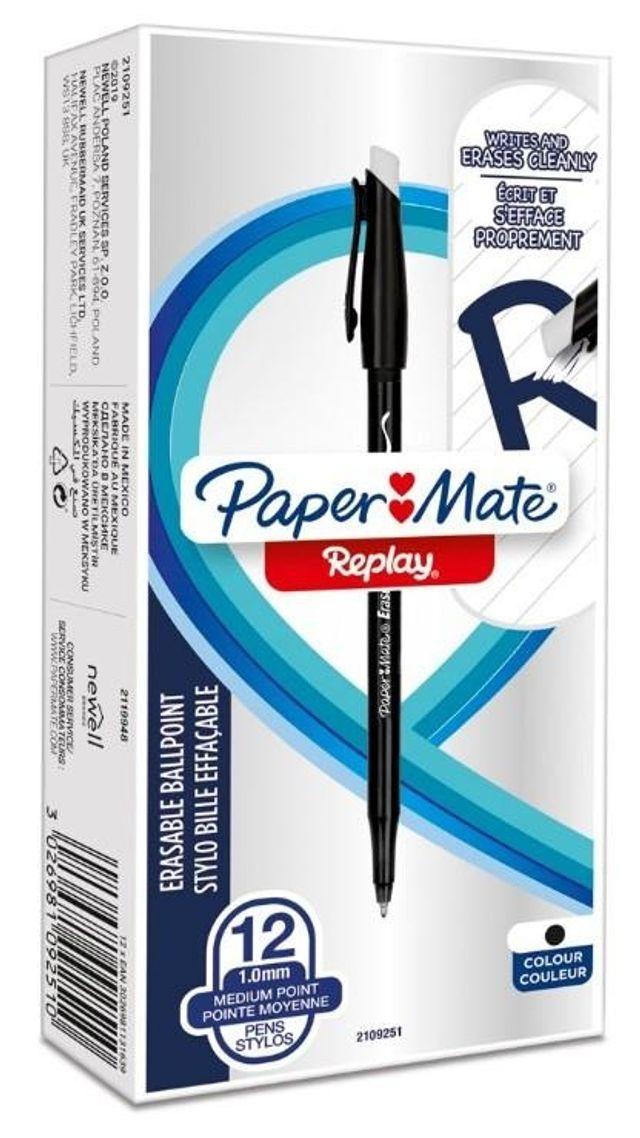 Penna cancellabile Paper Mate replay nero confezione da 12