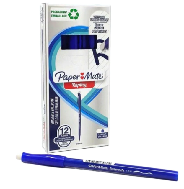 Penna cancellabile Paper Mate replay blu confezione da 12