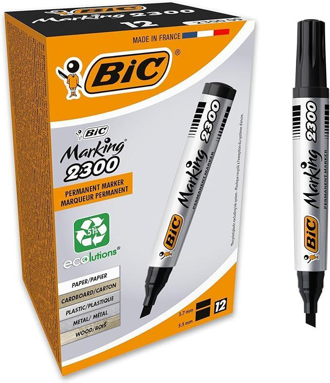 Pennarello Bic Marking 2300 nero punta scalpello confezione da 12