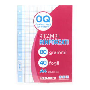 Ricambi rinforzati bianco confezione da 40 fogli a4 rigatura 0q