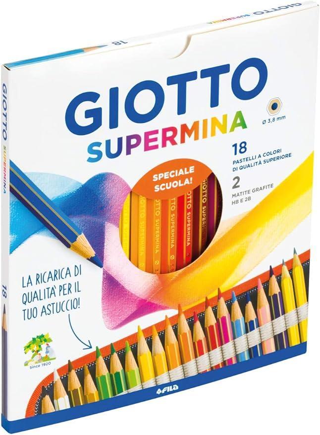 Pastelli Giotto supermina e 2 matite Lyra confezione da 18