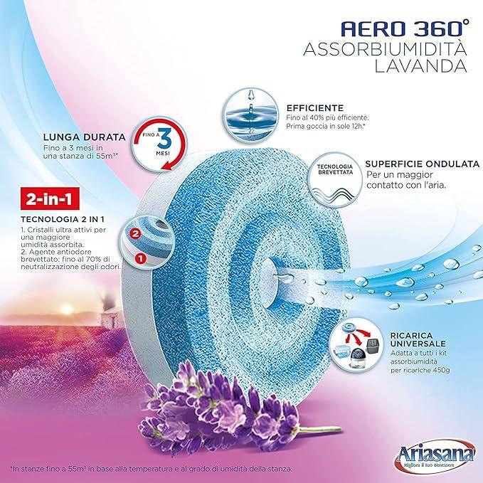 Kit aero 360 Ariasana e ricarica lavanda 450g