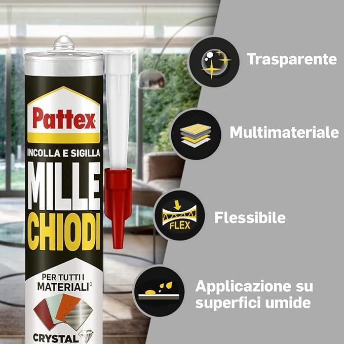 Colla Pattex millechiodi crystal trasparente 290g