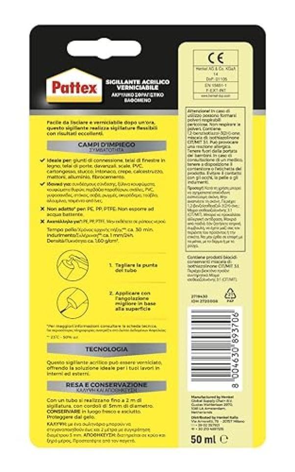 Sigillante acrilico Pattex muri e fessure 50ml