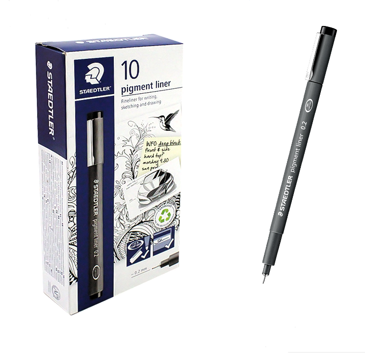 Penna Stadtler Pigment Liner nero 308 0.2mm confezione da 10