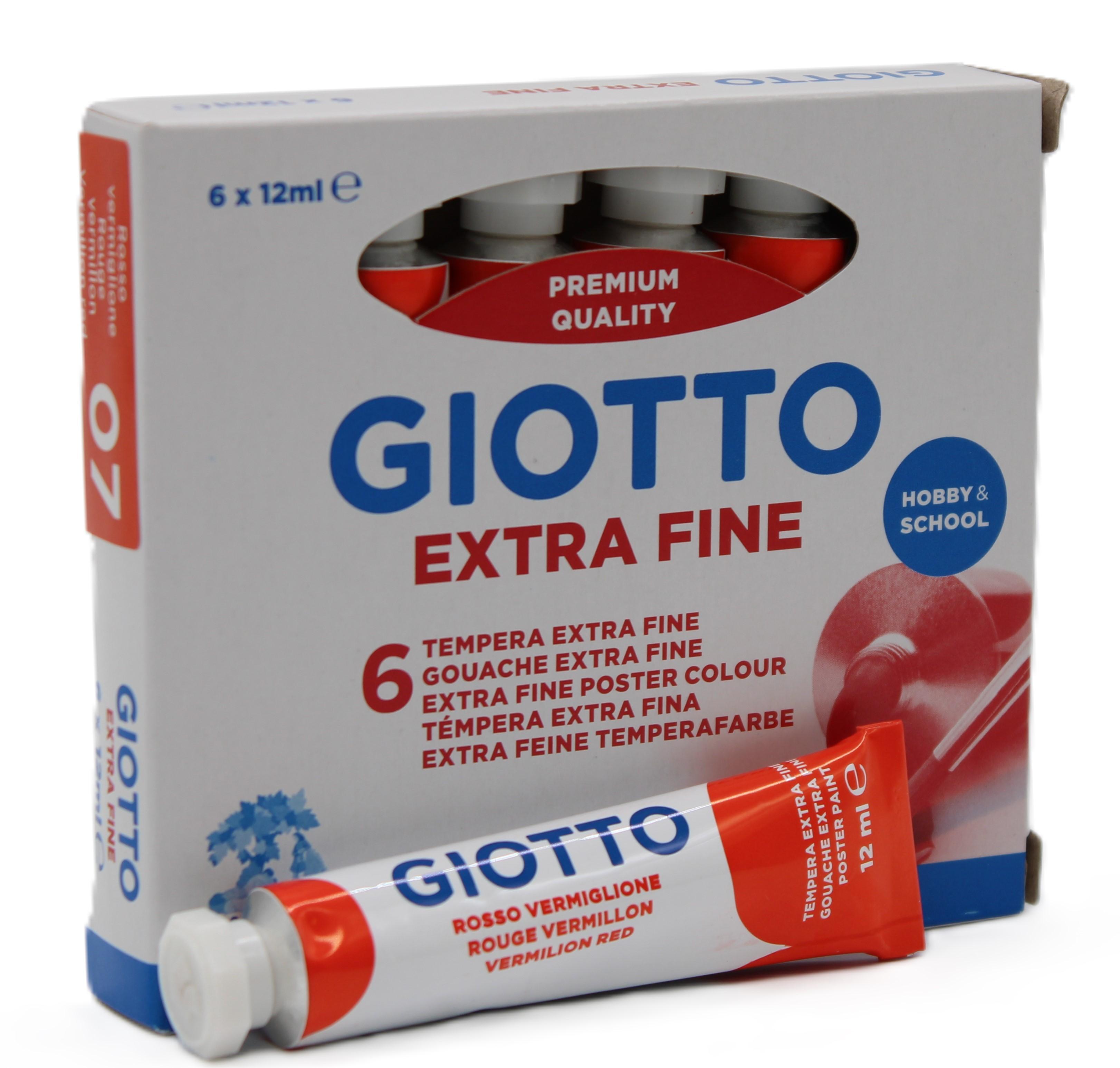 Tempera Giotto rosso vermiglione 12ml confezione da 6