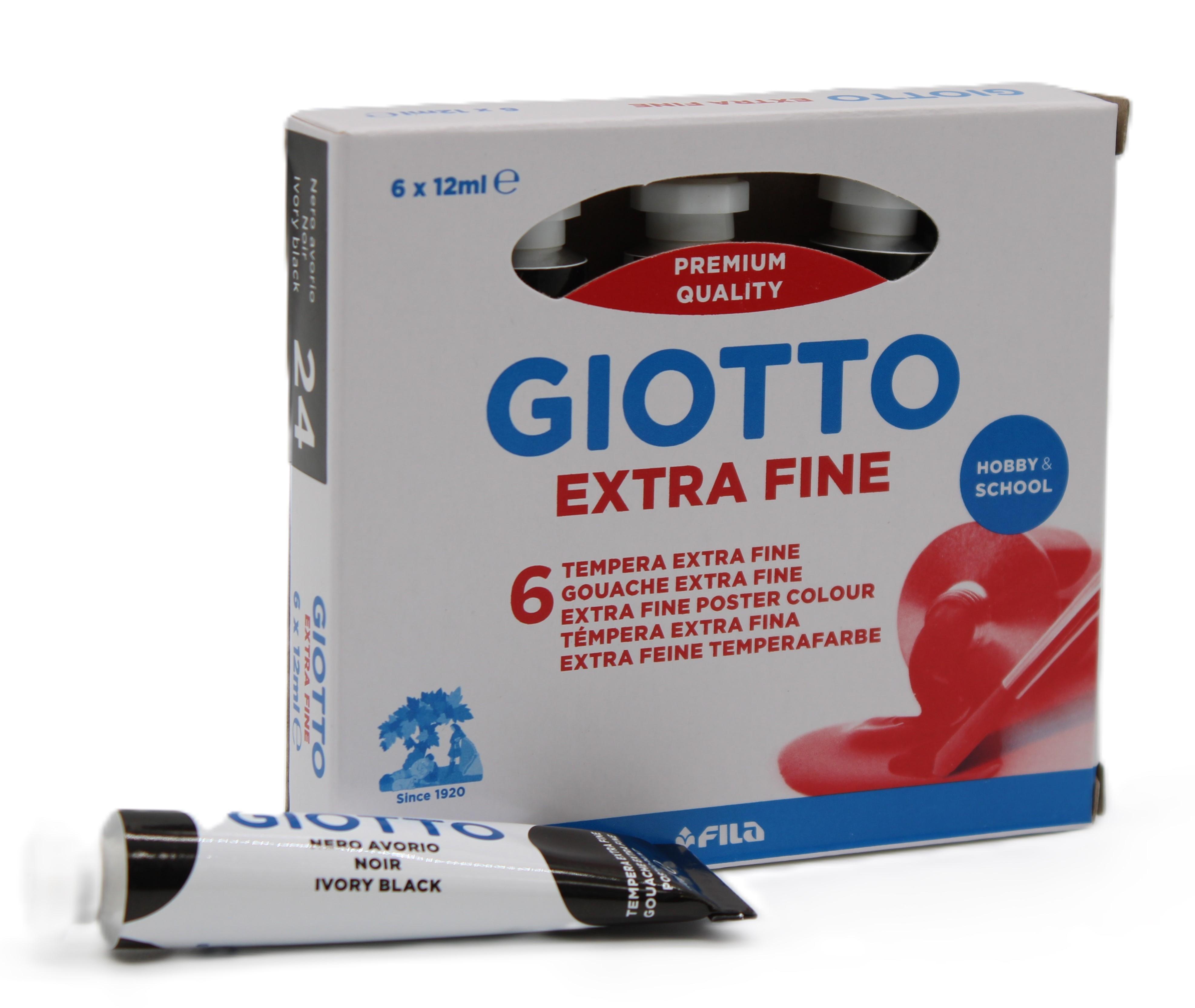 Tempera Giotto nero tubo 12ml confezione da 6