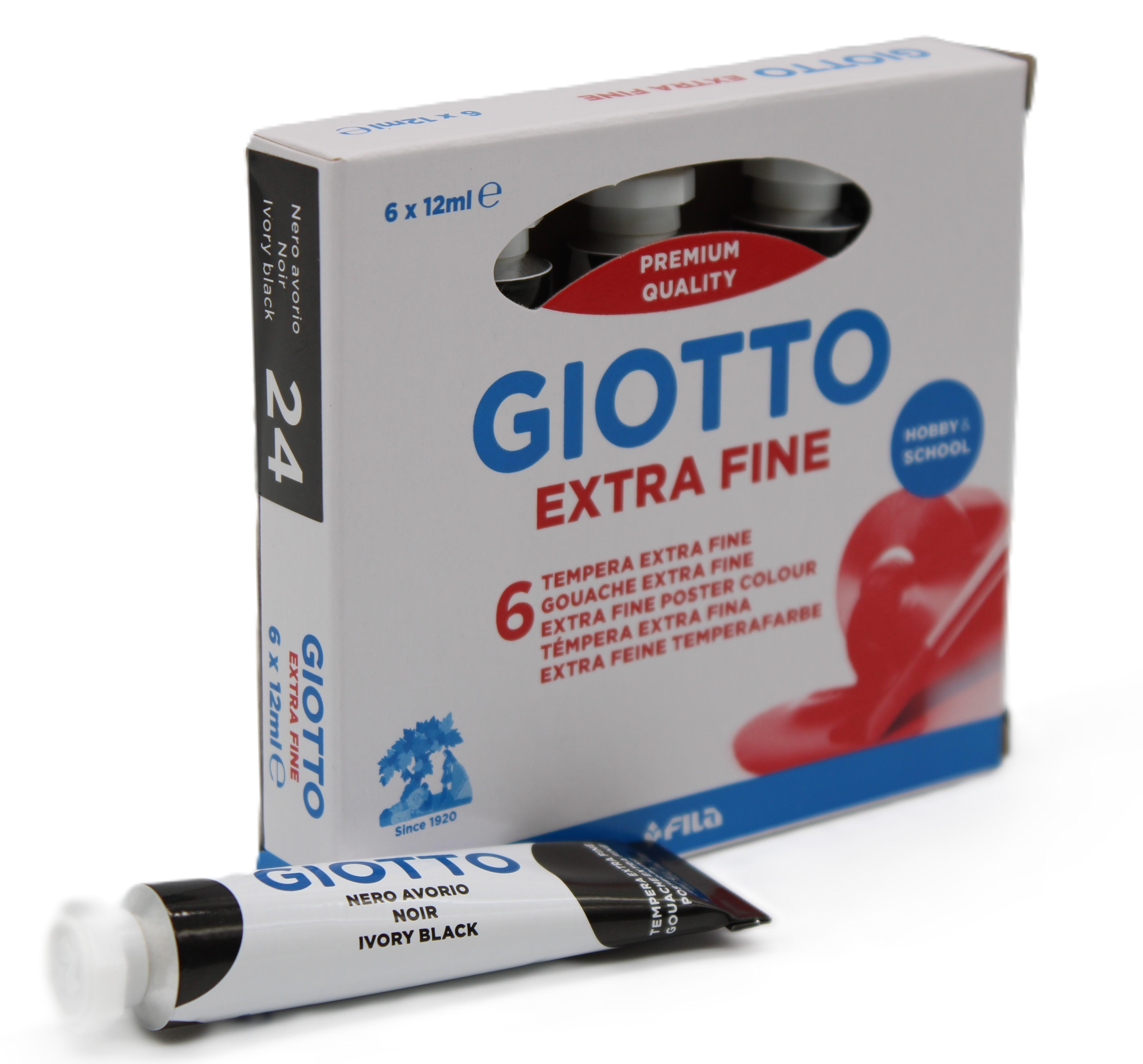 Tempera Giotto nero tubo 12ml confezione da 6