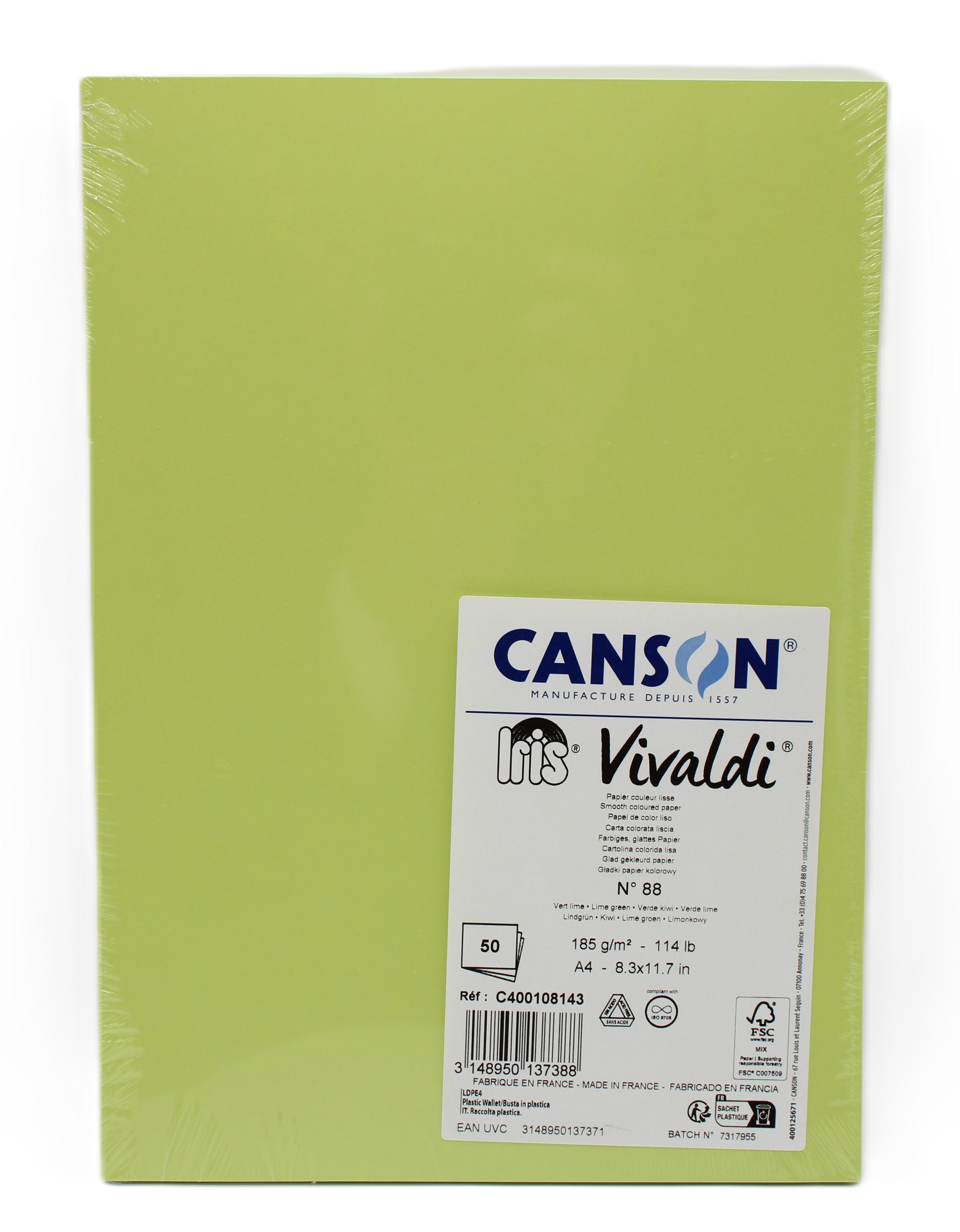 Cartoncino Iris Vivaldi verde kiwi A4 confezione da 50