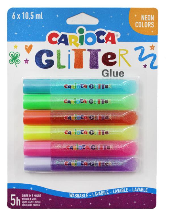 Colla glitter neon Carioca confezione da 6