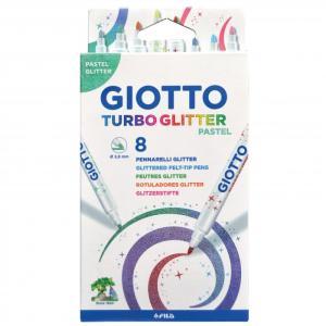 Pennarelli giotto turbo glitter pastel confezione da 8