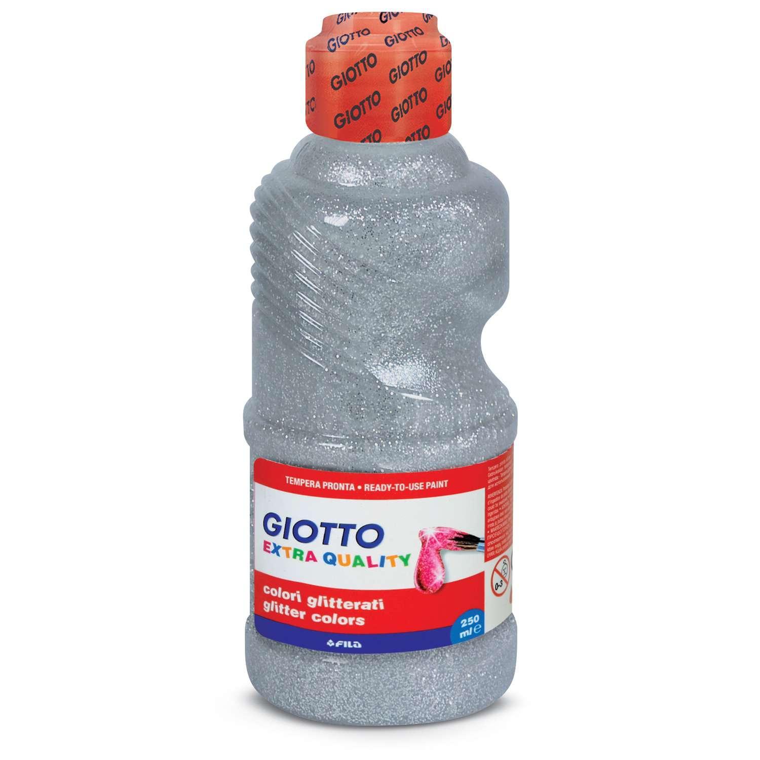 Tempera Giotto glitter paint argento flacone da 250ml