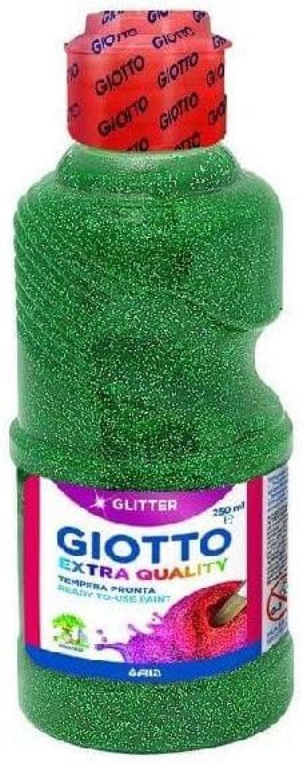 Tempera Giotto glitter verde flacone da 250ml