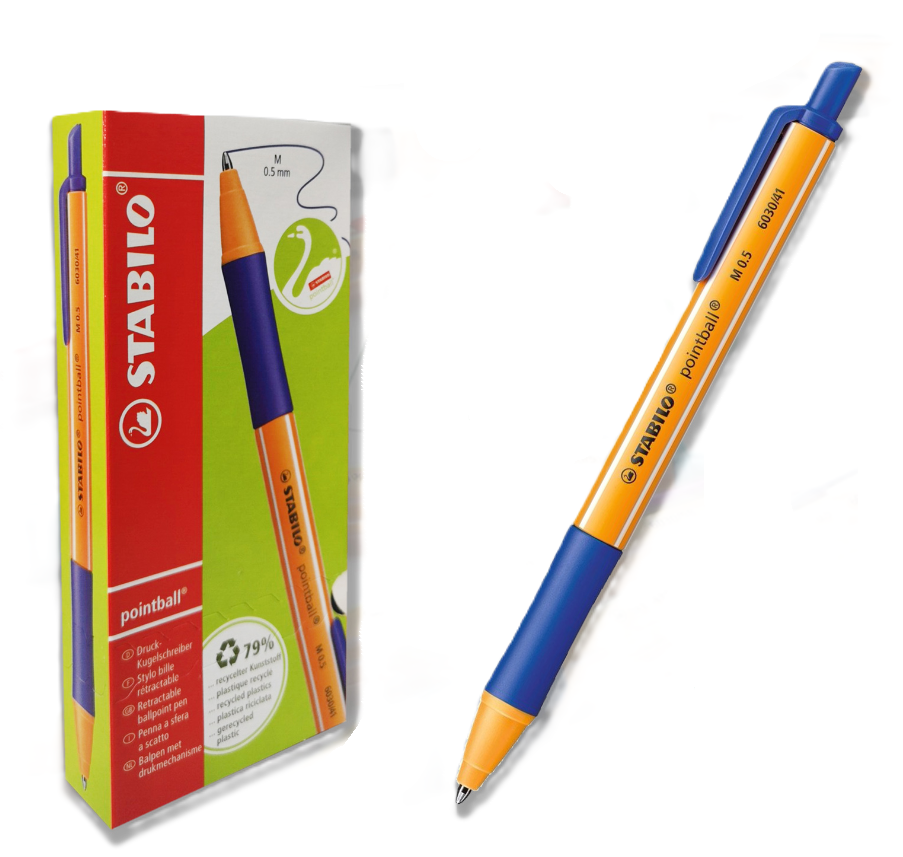 Penna Stabilo pointball blu confezione da 10