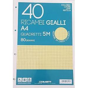 Ricambi rinforzati giallo confezione da 40 fogli a4 rigatura 5m