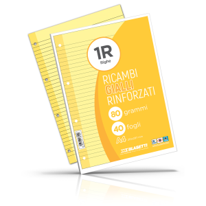 Ricambi rinforzati giallo confezione da 40 fogli a4 rigatura 1r