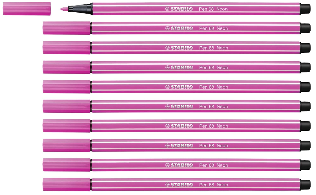 Pennarelli Stabilo pen 68 M rosa fluo confezione da 10