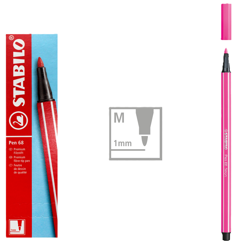 Pennarelli Stabilo pen 68 M rosa fluo confezione da 10