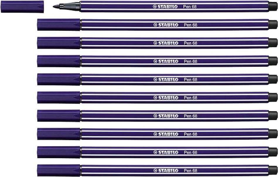 Pennarelli Stabilo pen 68 M blu di prussia confezione da 10