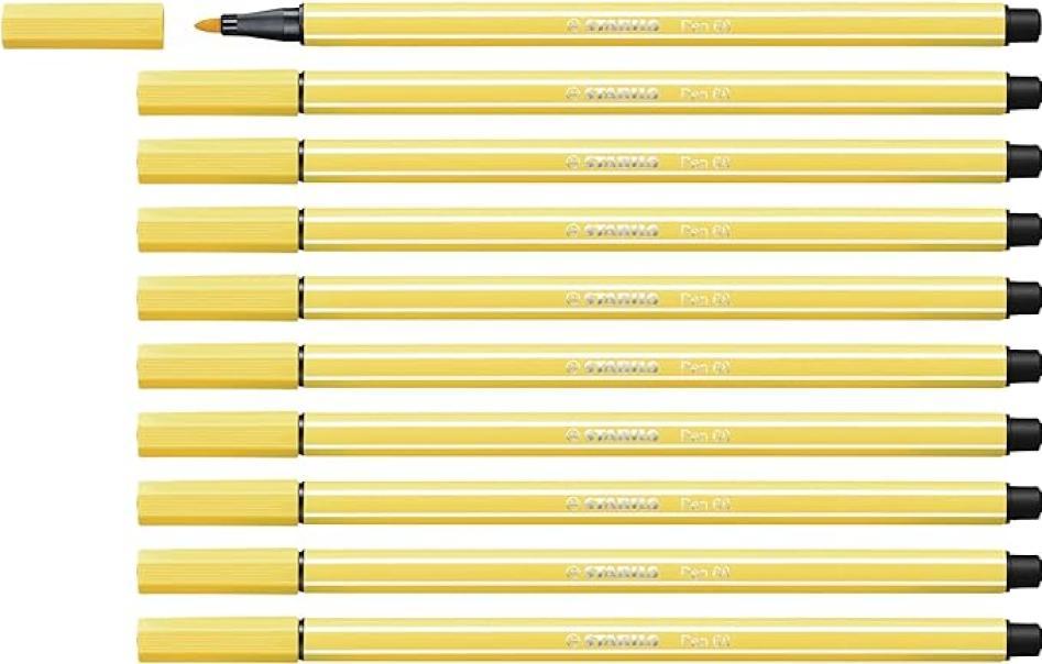 Pennarelli Stabilo pen 68 M giallo limone confezione da 10