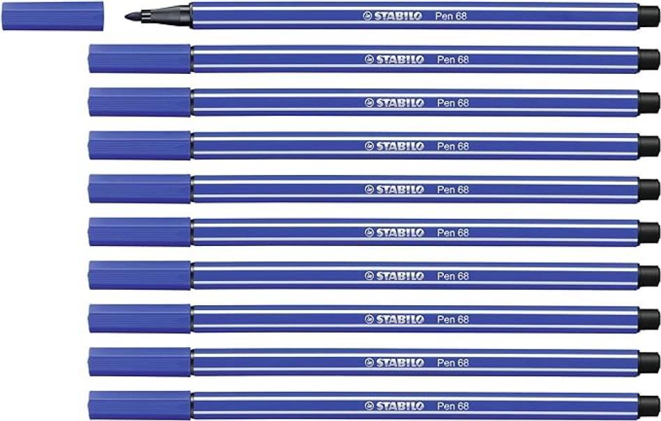 Pennarelli Stabilo pen 68 M blu oltremare confezione da 10