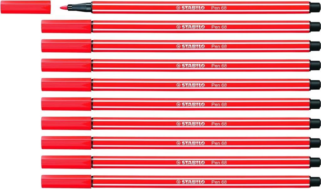 Pennarelli Stabilo pen 68 M rosso chiaro confezione da 10